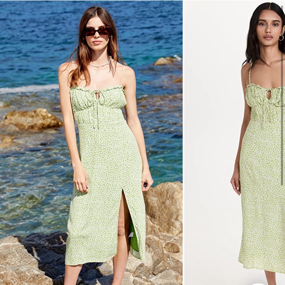 Verana Green Floral Midi Dress